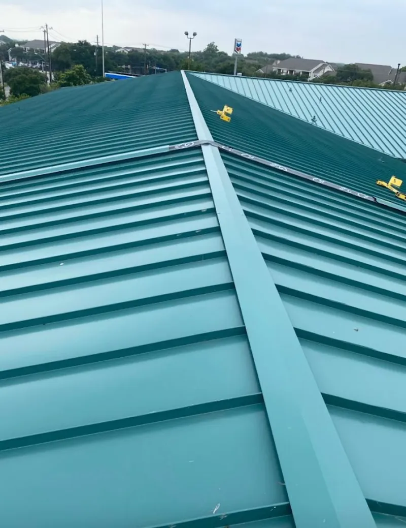 Green commercial metal roof ridge and valley for Metal Roof Repair in Long Hill